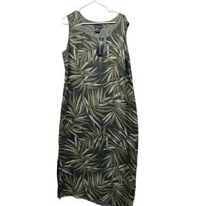 Bridgetown Collection 100% Silk Palm‎ Leaf Maxi Dress XL